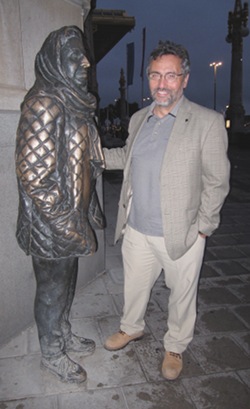 Martin with the heated statue of Margaretha Krook